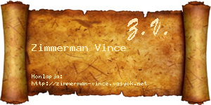 Zimmerman Vince névjegykártya
